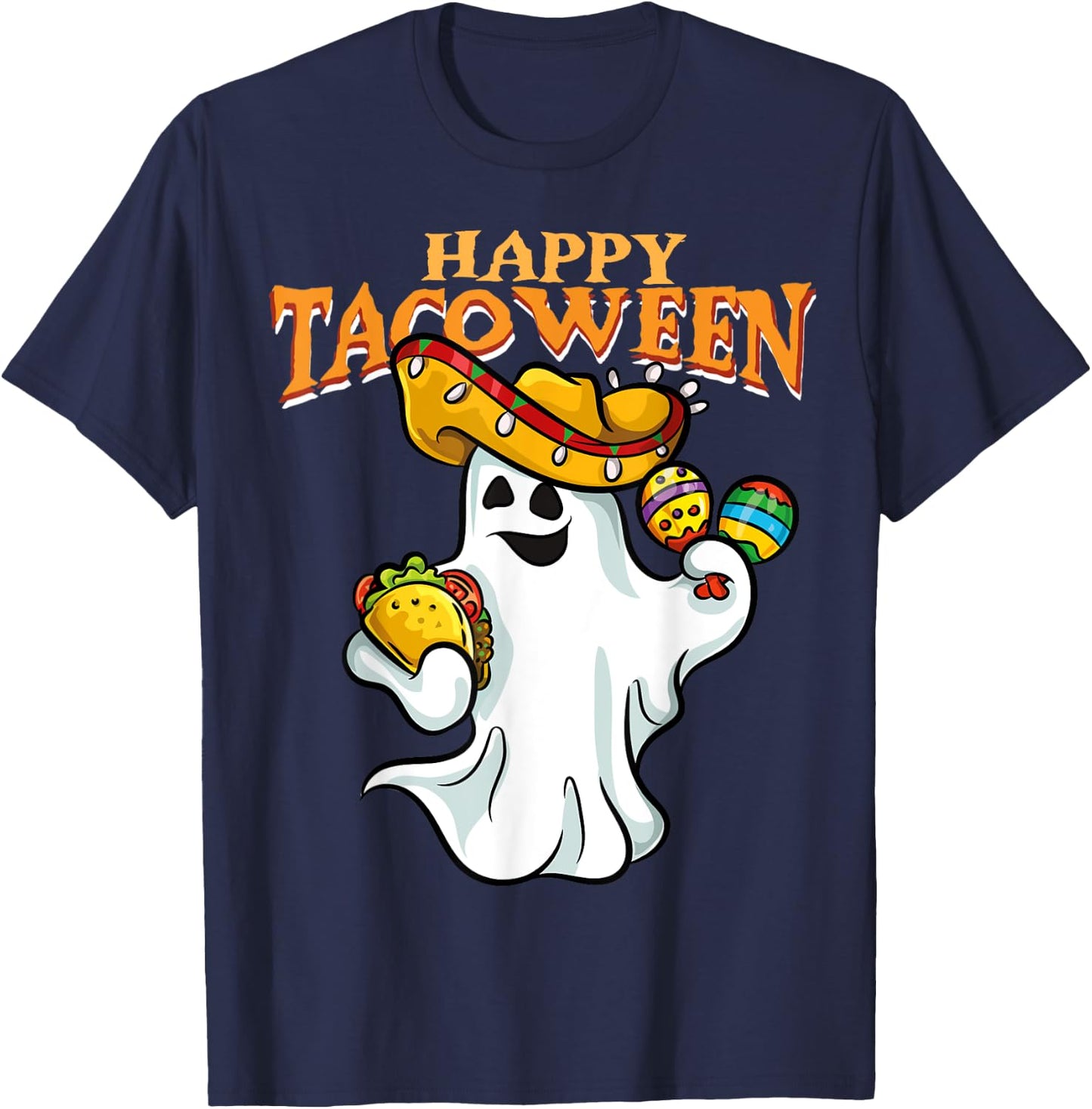 Tacoween Halloween Mexico Mexican Ghost Taco Costume T-Shirt - T-Shirt | Navy