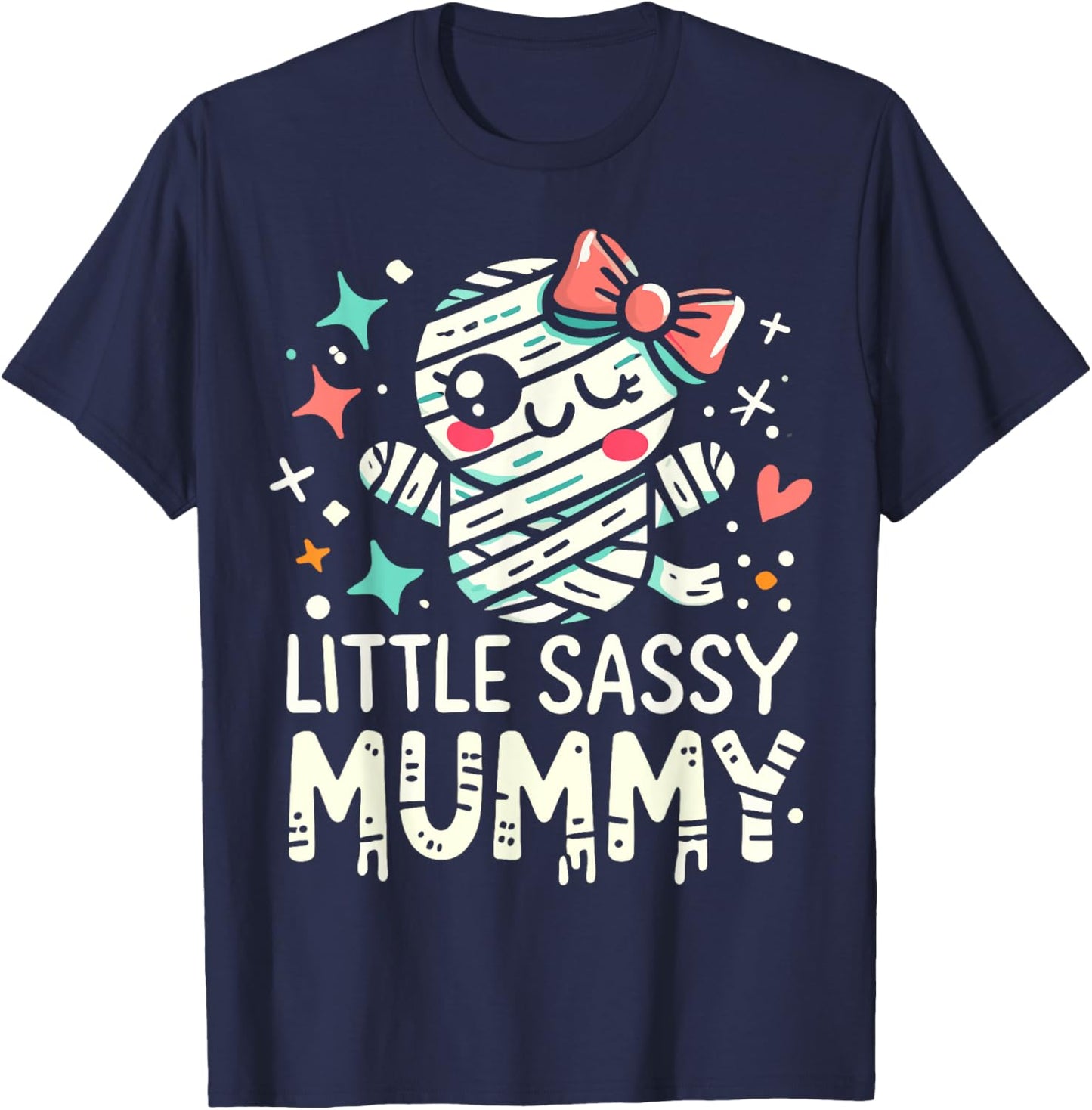 Kids Little Sassy Mummy Girl Cute Mummy Halloween Decor T-Shirt - T-Shirt | Navy