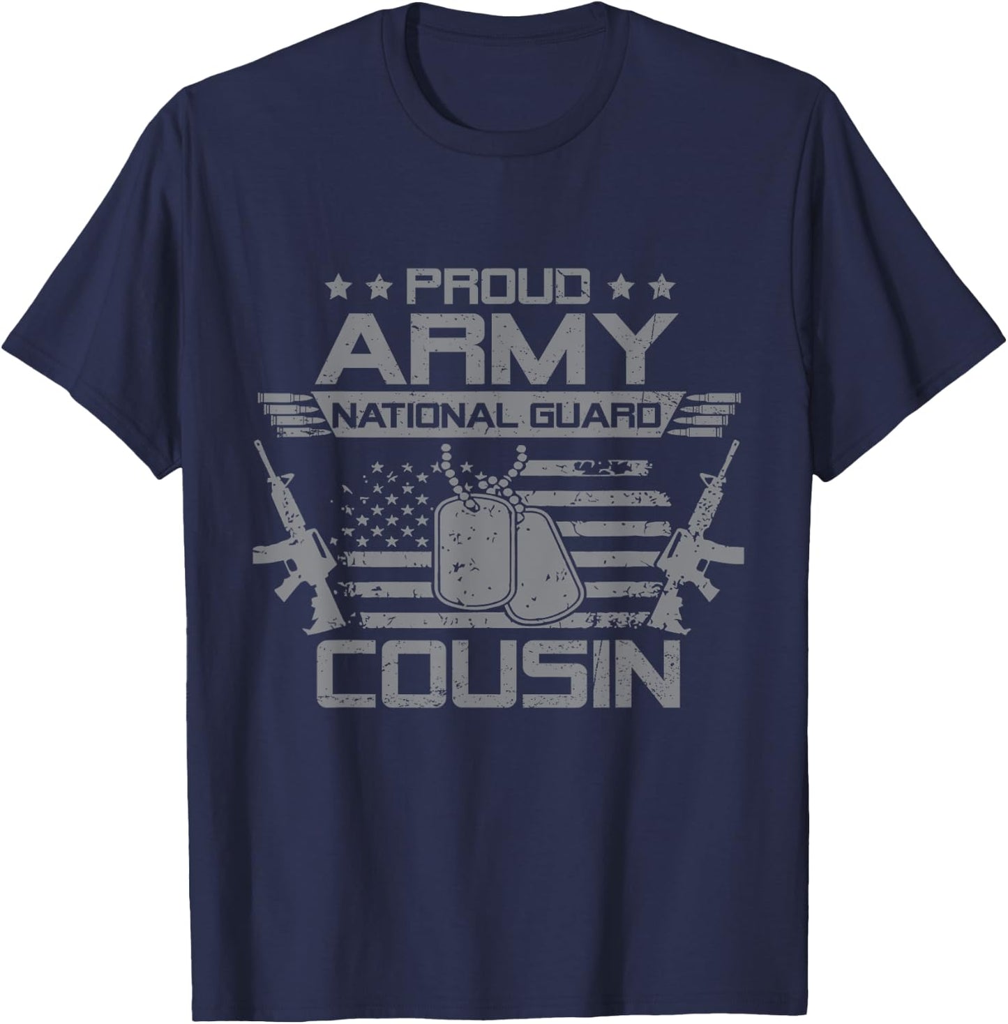 Proud Army National Guard Cousin Flag USA Military Veteran T-Shirt - T-Shirt | Navy
