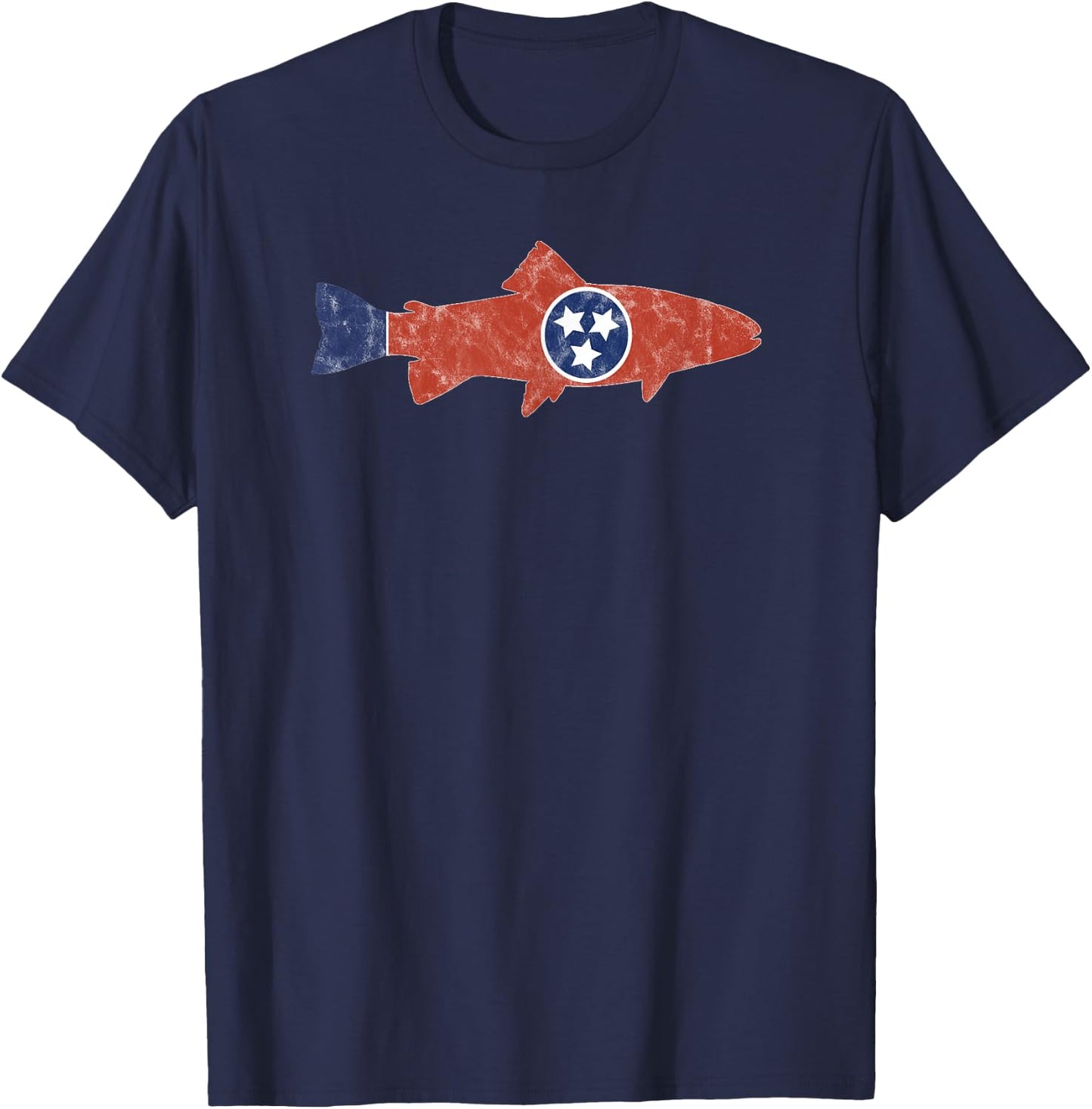 State of Tennessee Tri Star Trout Fishing Kayak Angler Shirt T-Shirt - T-Shirt | Navy