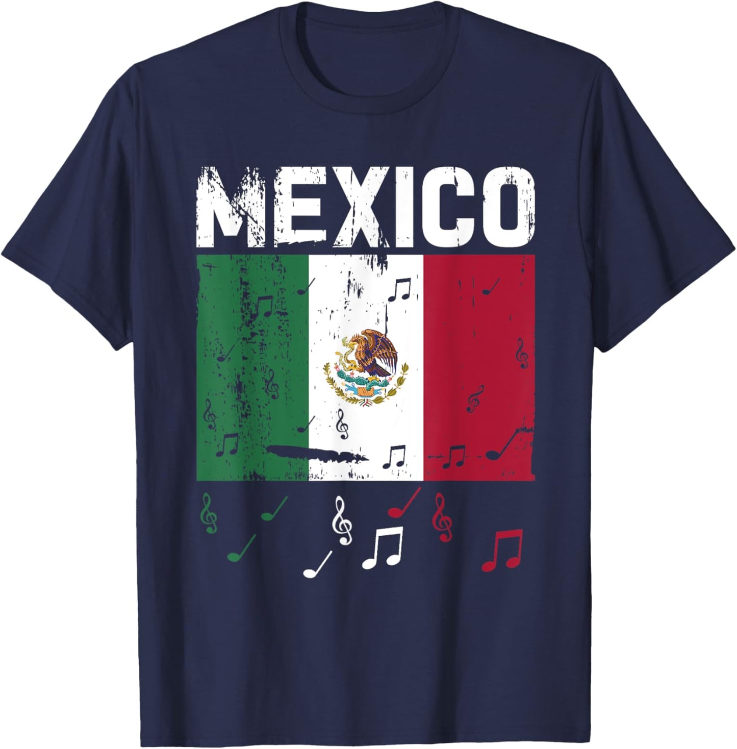 Mexico Flag Mexican Hispanic Siesta Pride Vintage T-Shirt - T-Shirt | Navy