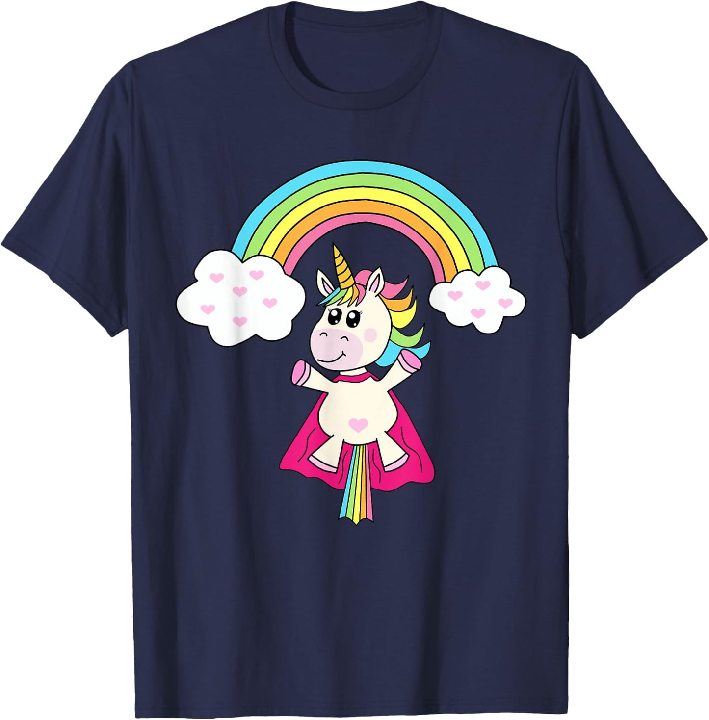 Unicorn Superhero flies to the rainbow T-Shirt - T-Shirt | Navy