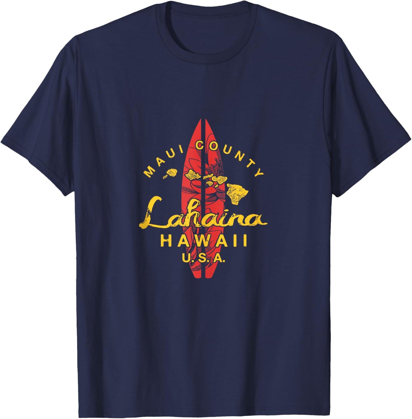 Lahaina Hawaii Maui Surfing T-Shirt - T-Shirt | Navy