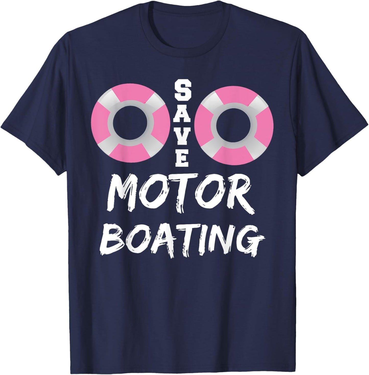 Funny Breast Cancer Supporter Matching Group Save Motor Boat T-Shirt - T-Shirt | Navy
