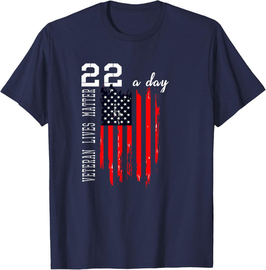 Patriotic Veteran Lives P.T.S.D 22 Day Suicide Awareness Women Men T-Shirt - T-Shirt | Navy