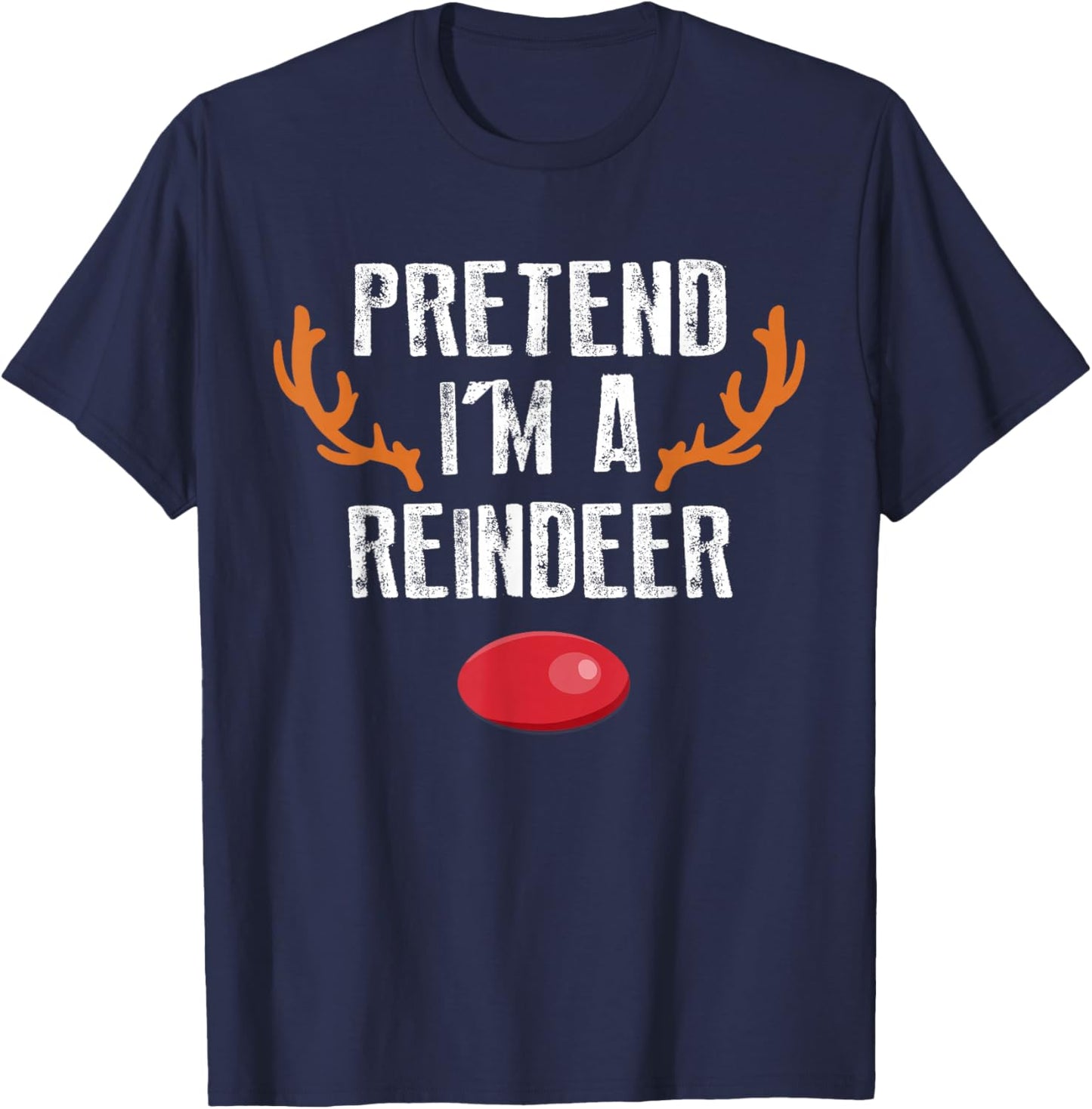Pretend I'm A Reindeer Funny Lazy Christmas Kids T-Shirt - T-Shirt | Navy