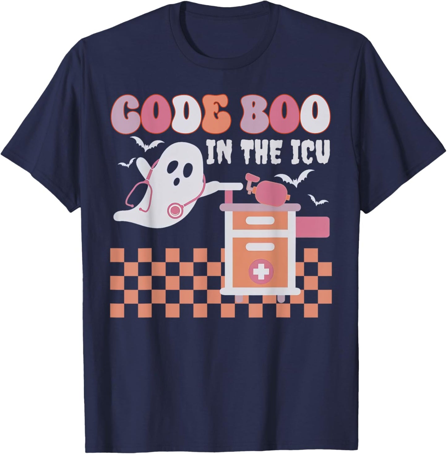 Ghost Code Boo In The ICU Nursing RN Halloween Costume T-Shirt - T-Shirt | Navy