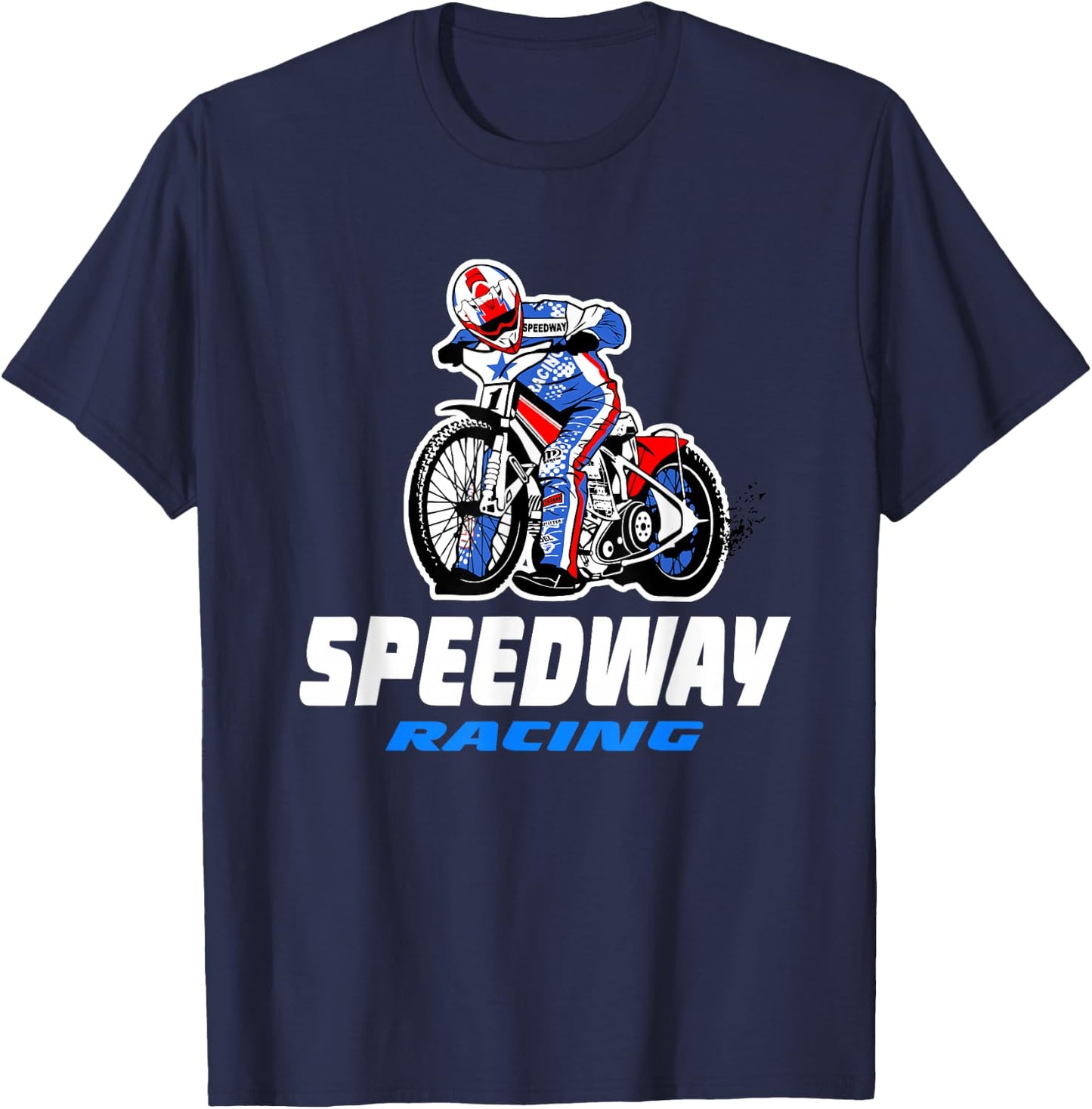 Speedway Railway Motorcycle Racing T-Shirt - T-Shirt | Navy