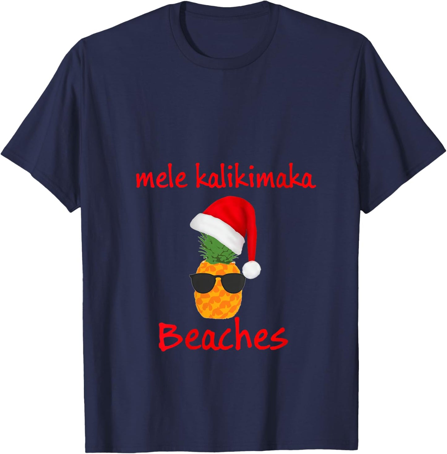 Mele Kalikimaka beaches Sunglasses Merry Hawaiian Christmas V-Neck T-Shirt - T-Shirt | Navy
