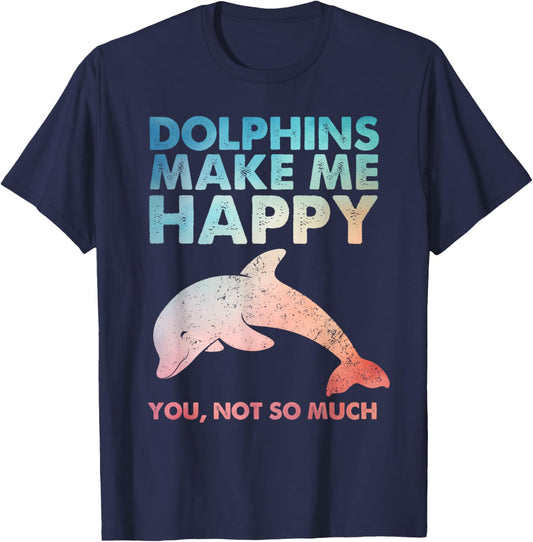 Funny Dolphin Art Women Kids Zoo Dolphin Lover T-Shirt - T-Shirt | Navy