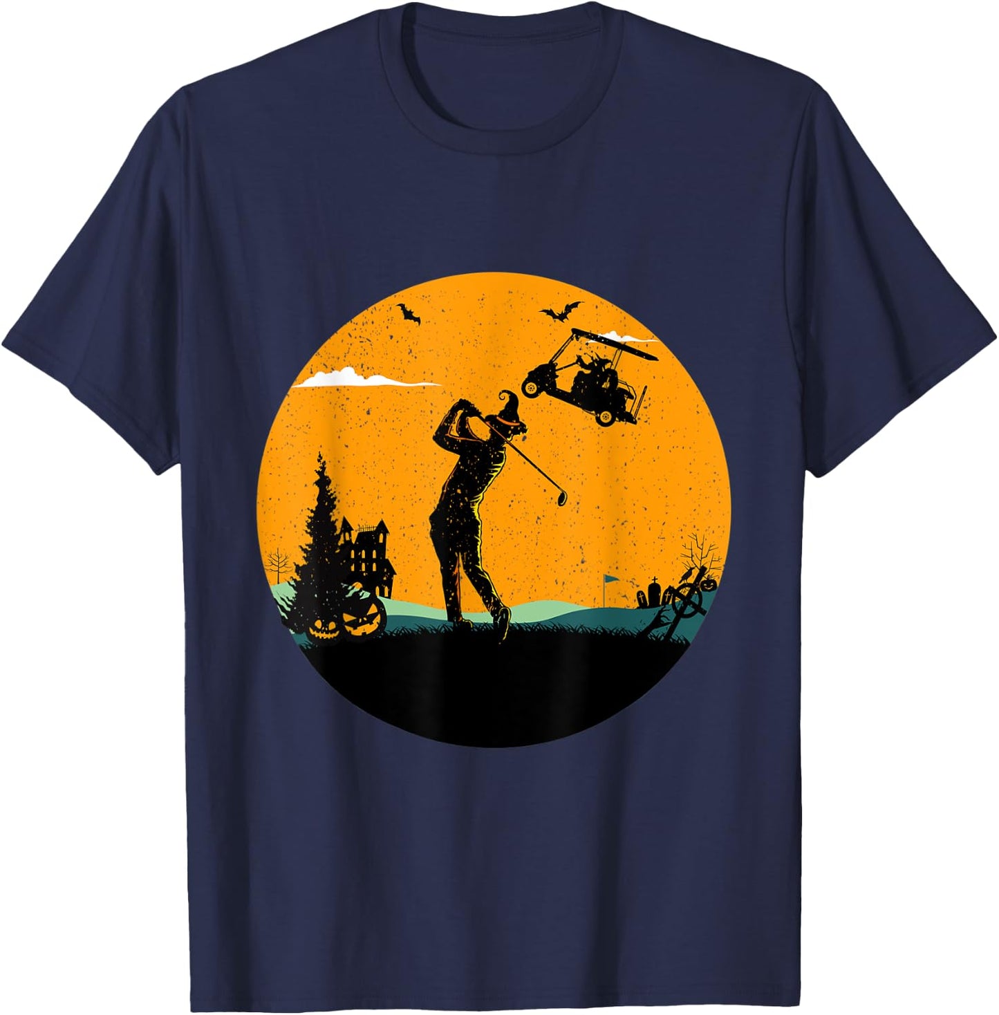 Funny Golf Silhouette Golfer Halloween Moon Costumes T-Shirt - T-Shirt | Navy