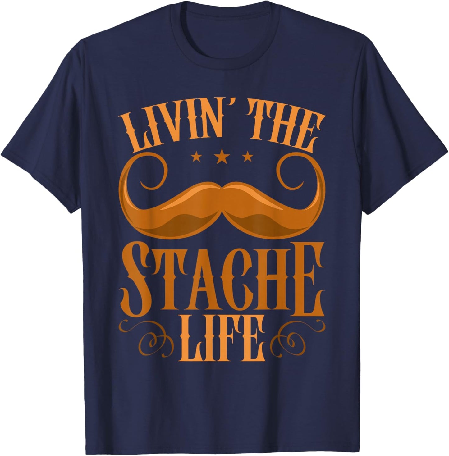 Mustache Stache Beard T-Shirt - T-Shirt | Navy