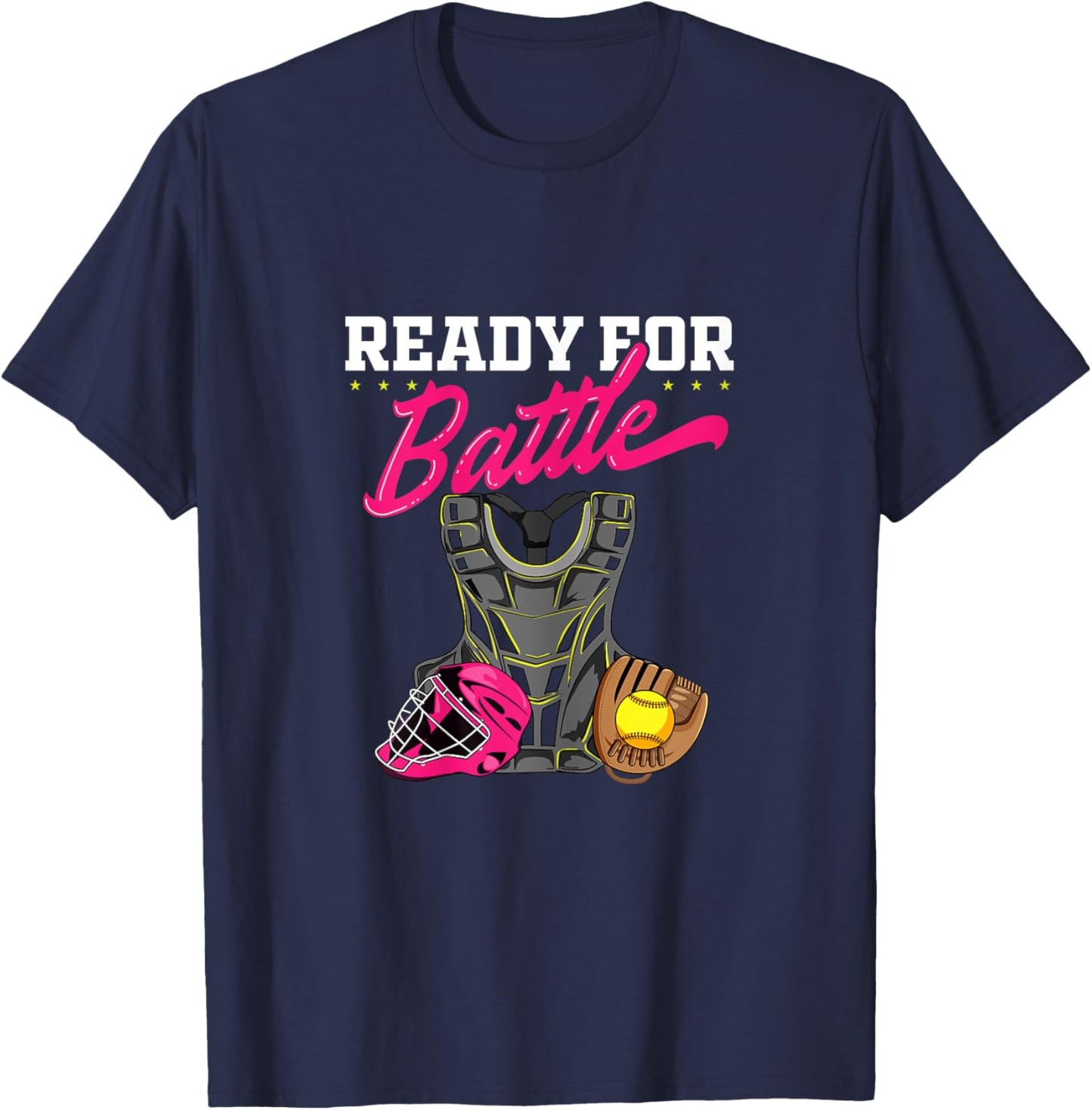 Softball Catcher Sports Design- Women Girls Softball Player T-Shirt - T-Shirt | Navy