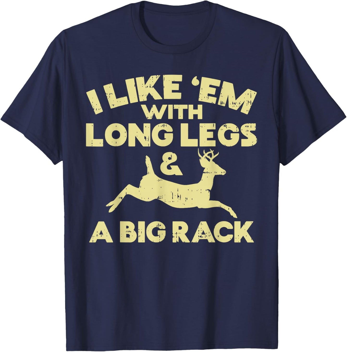 Long Legs Big Rack Deer Vintage Elk Buck Hunting Hunter Gift T-Shirt - T-Shirt | Navy