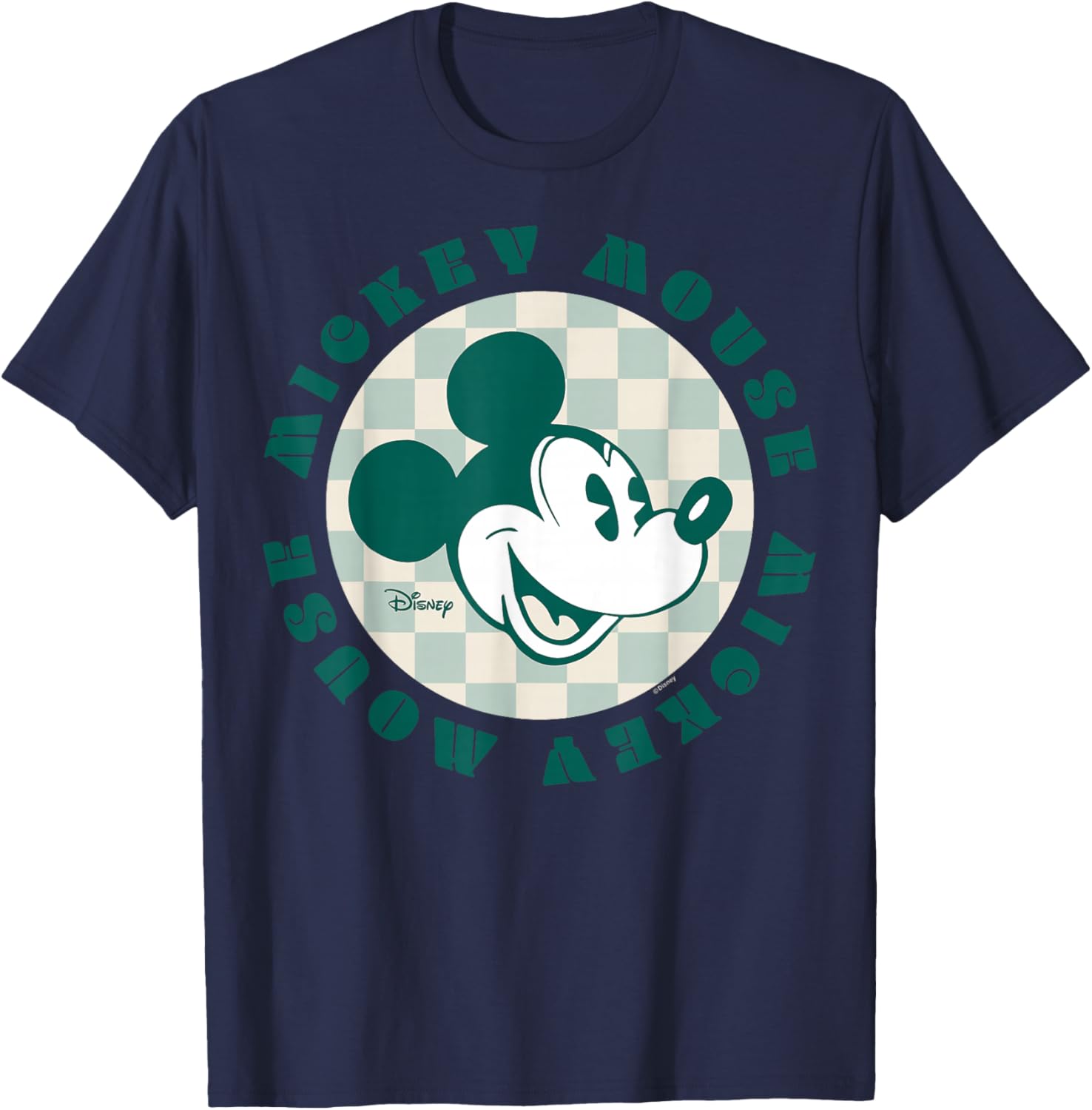 Mickey Mouse - Checker Print T-Shirt - T-Shirt | Navy