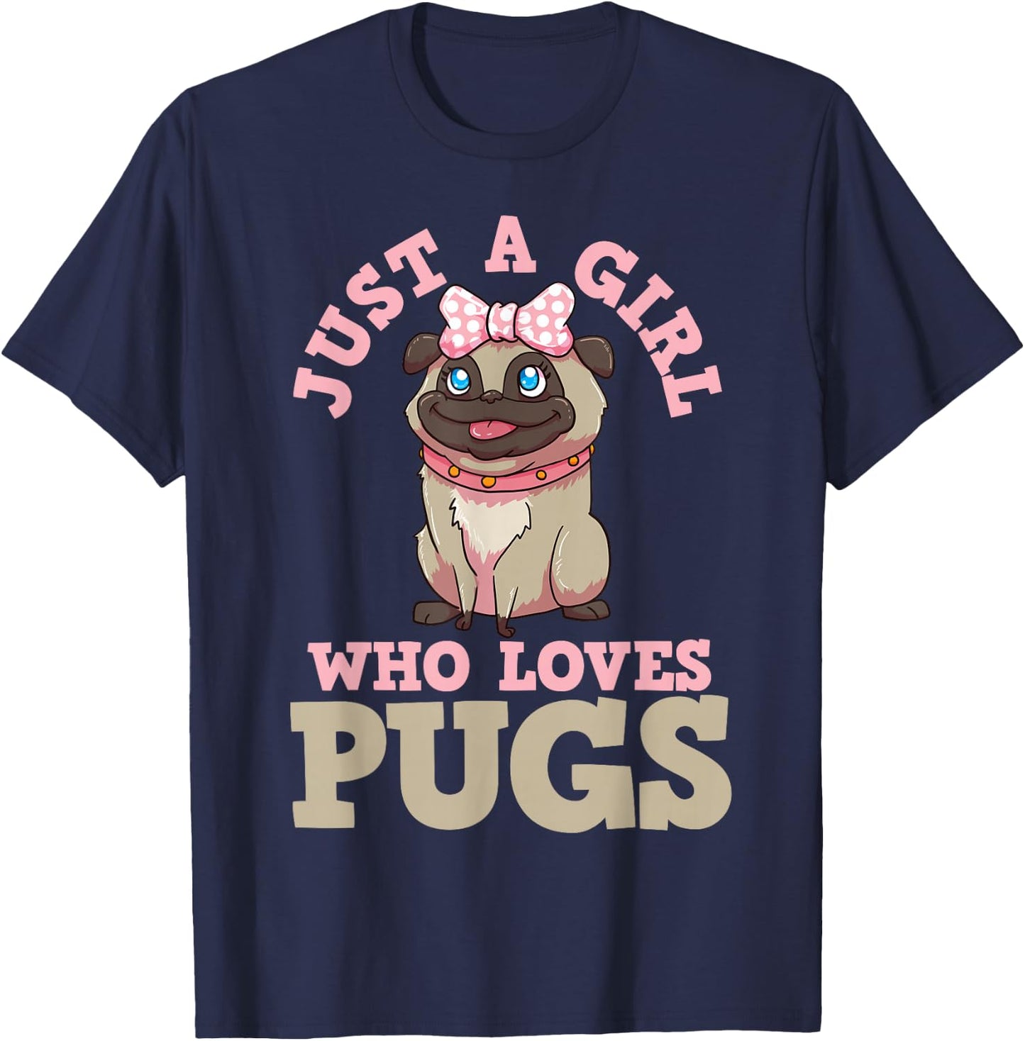 Pug Lover Girl T-Shirt - T-Shirt | Navy