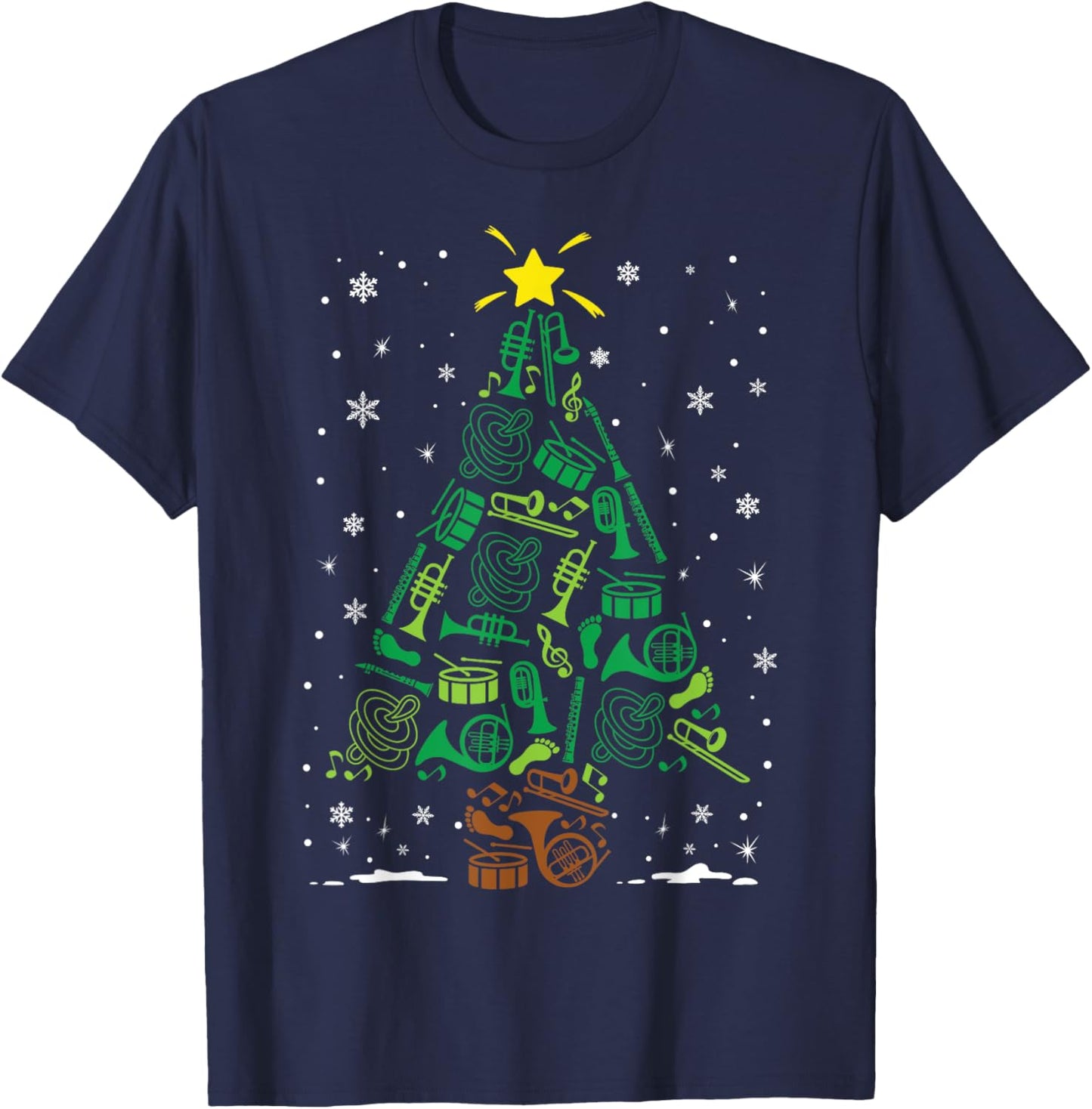 Marching Band Instrument Family Matching Christmas Tree T-Shirt - T-Shirt | Navy
