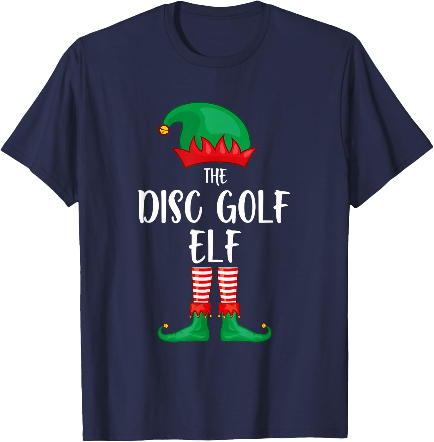 Disc Golf Elf Christmas Party Matching Family Group Pajama T-Shirt - T-Shirt | Navy