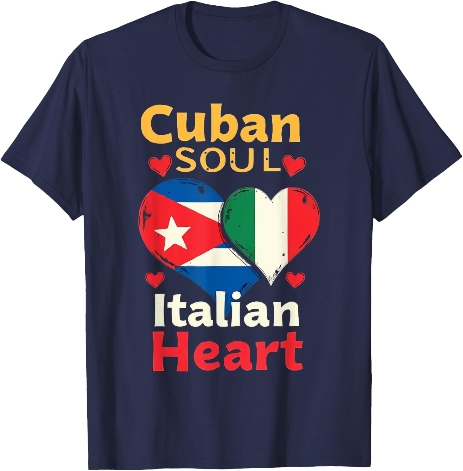 Half Cuban Half Italian Country Italy Flag Cuba T-Shirt - T-Shirt | Navy