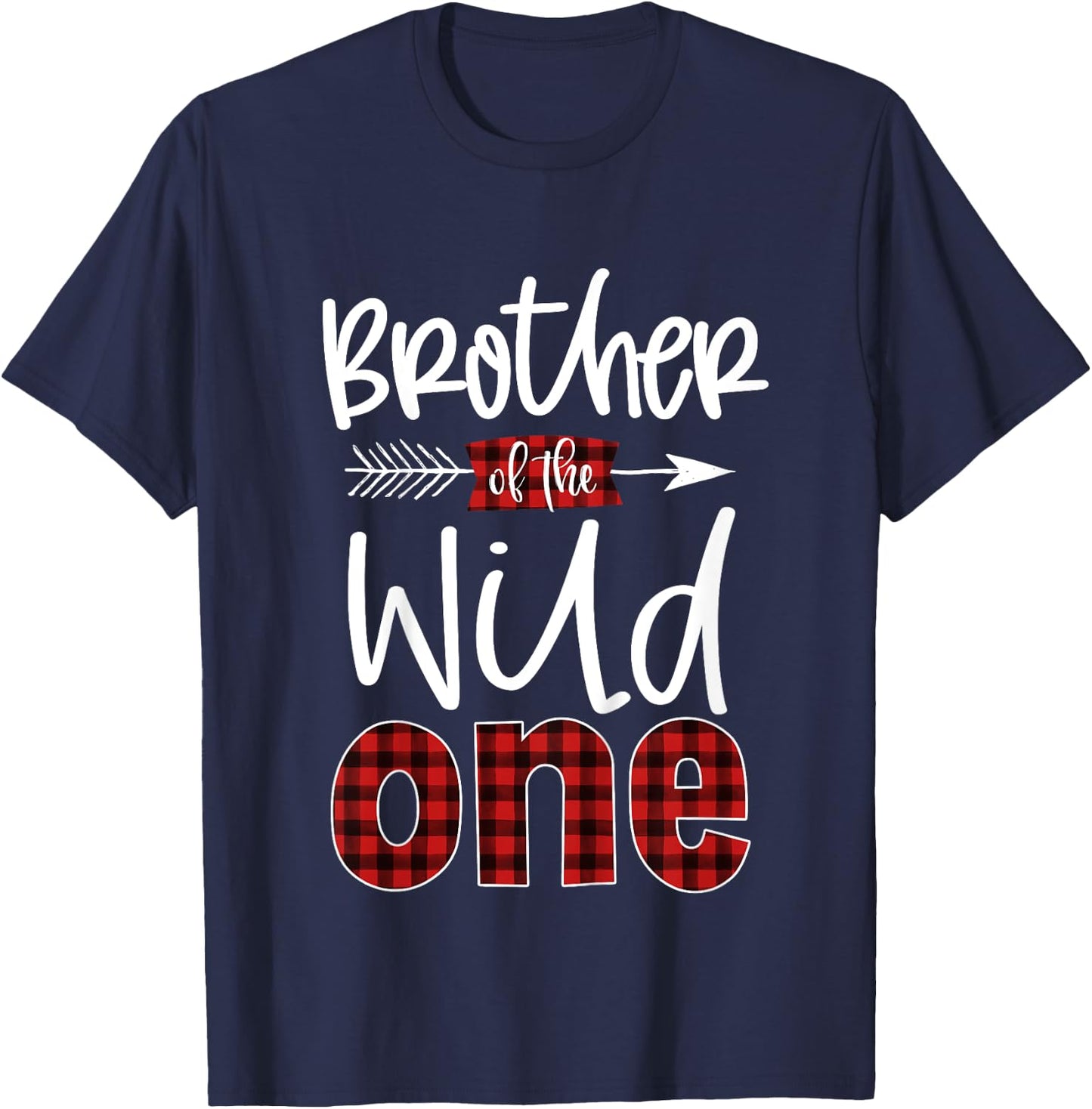 Kids Brother of The Wild One Shirt Plaid Lumberjack 1st Birthday T-Shirt - T-Shirt | Navy