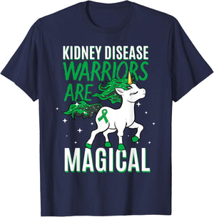 Kidney Disease Warrior Magical Unicorn Green Organ Donor T-Shirt - T-Shirt | Navy