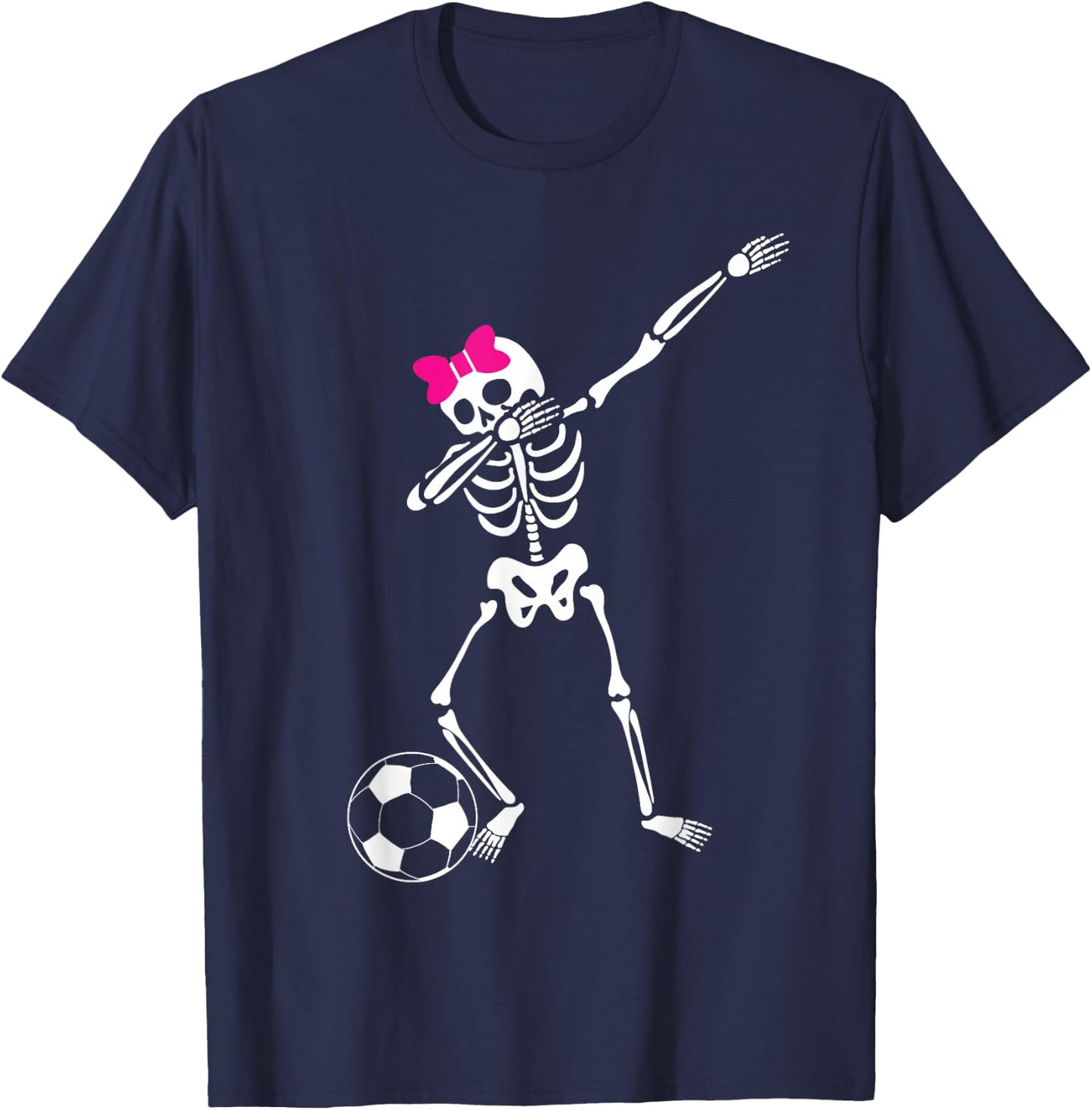 Dabbing Skeleton Girl Soccer Halloween T-Shirt - T-Shirt | Navy