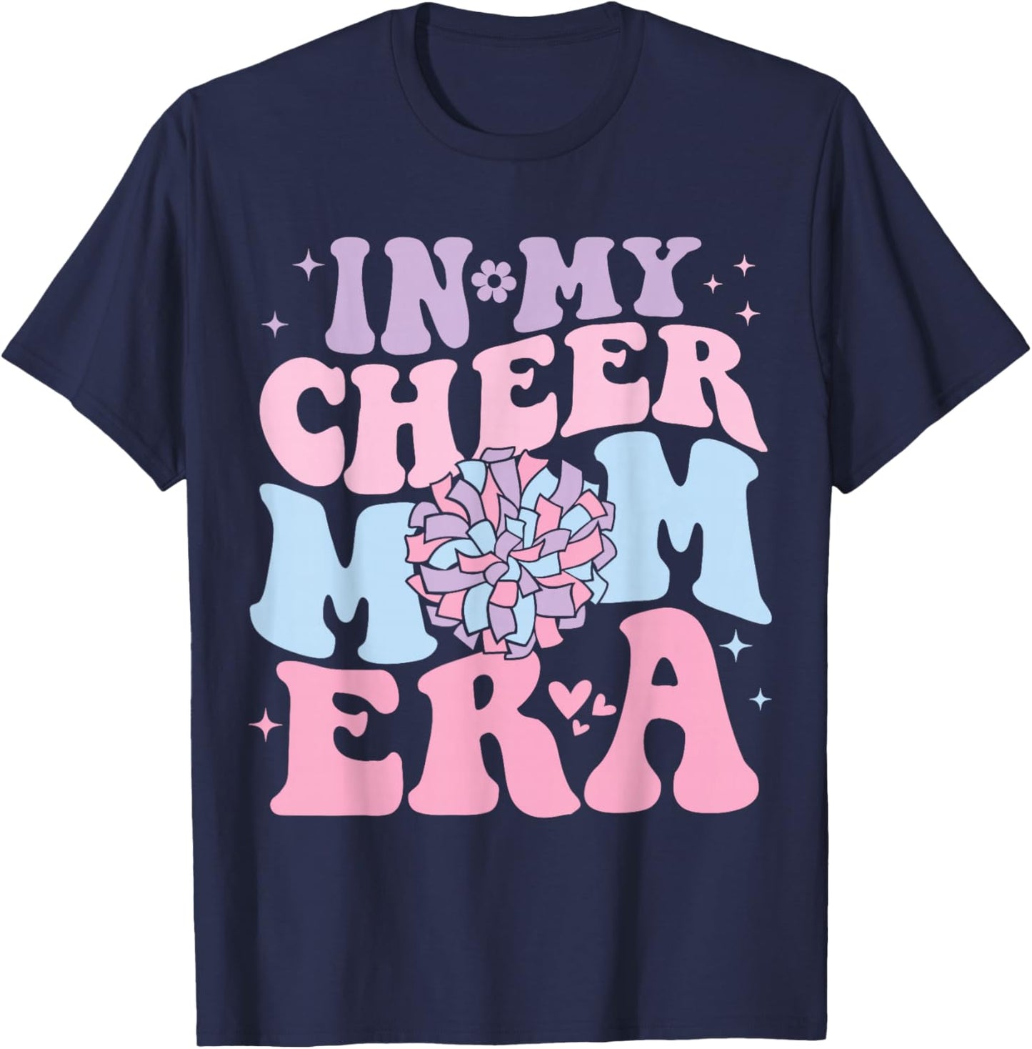 In My Cheer Mom Era Groovy Cheerleading Football Mom Women T-Shirt - T-Shirt | Navy