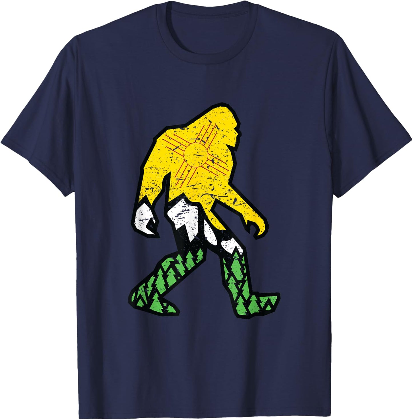 Cool Sasquatch is Real New Mexican Flag Yeti Hide & Seek NM T-Shirt - T-Shirt | Navy