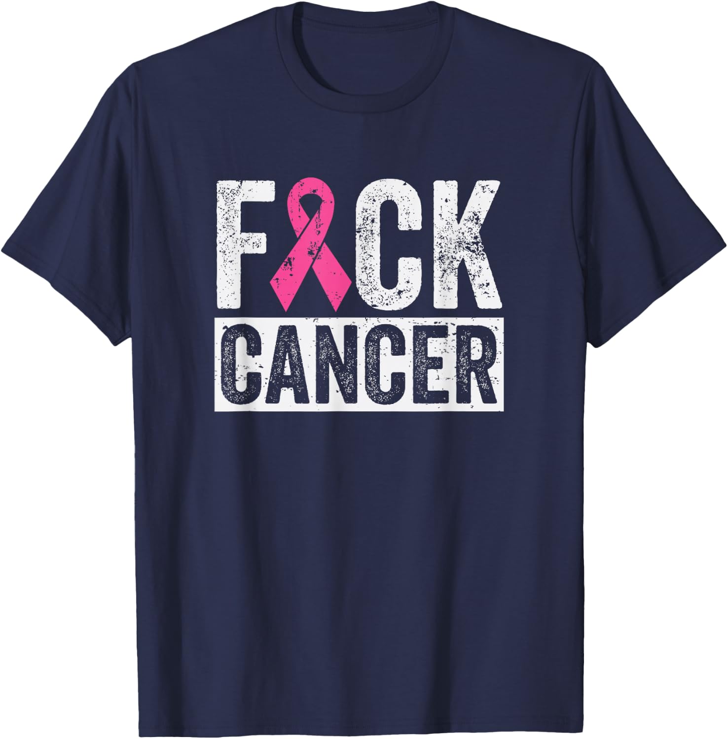 Fuck Cancer Breast Cancer Awareness T-Shirt - T-Shirt | Navy