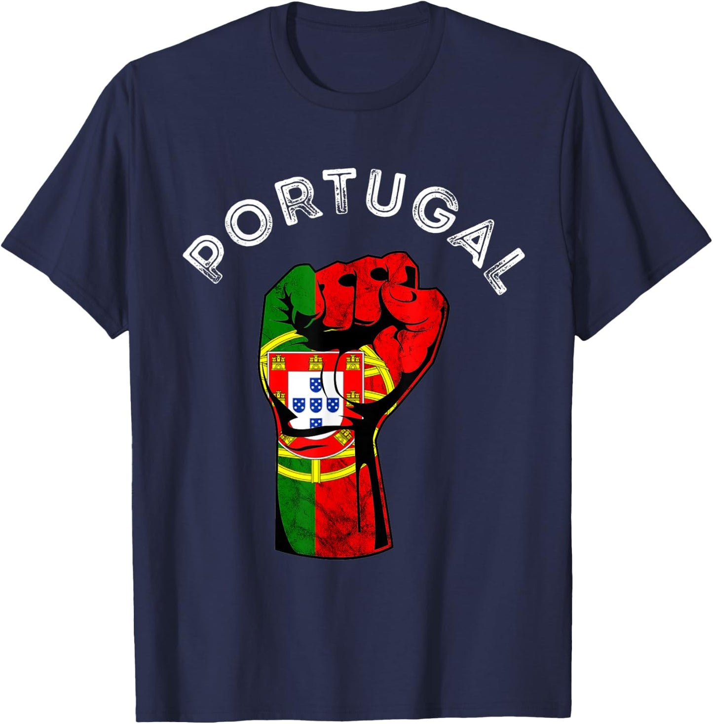 Portugal Hand Fist Power Portuguese Pride Portuguese Flag T-Shirt - T-Shirt | Navy