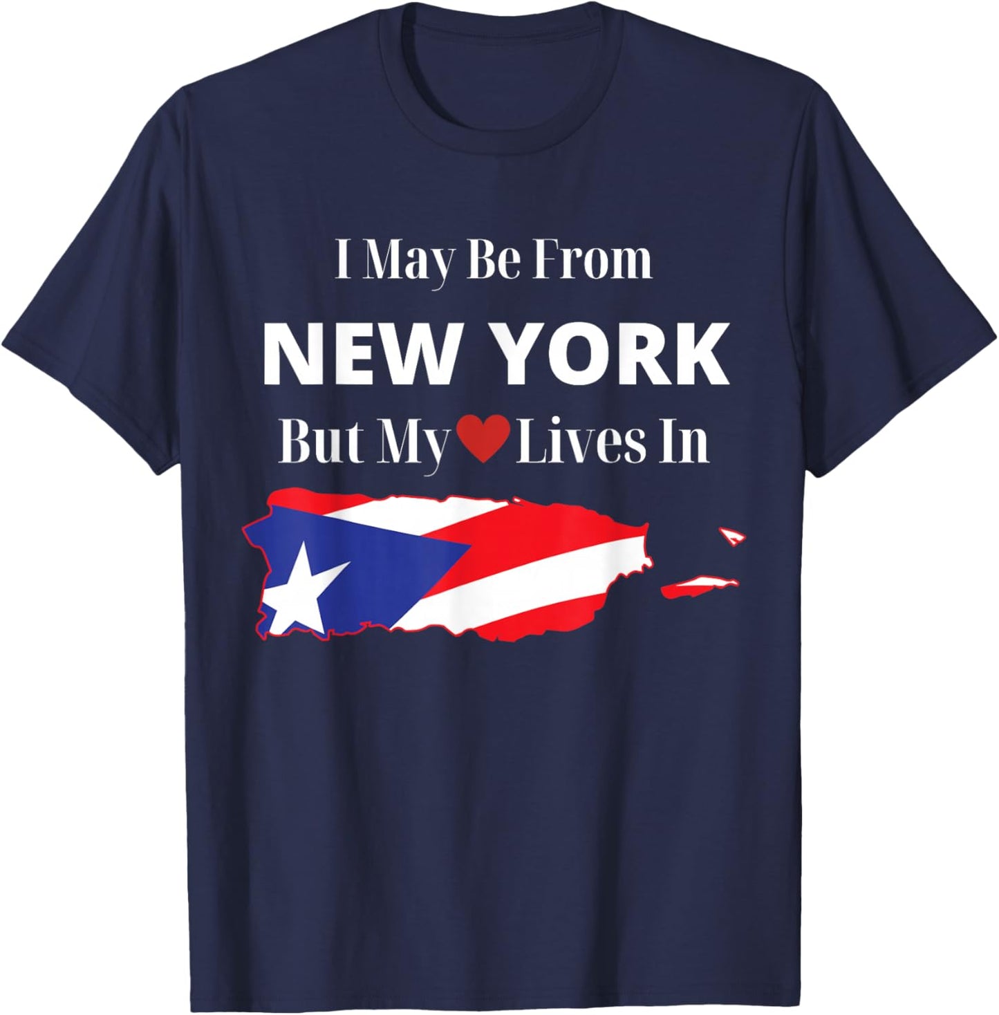 Puerto Rican Flag New York Heart Boricua T-Shirt - T-Shirt | Navy