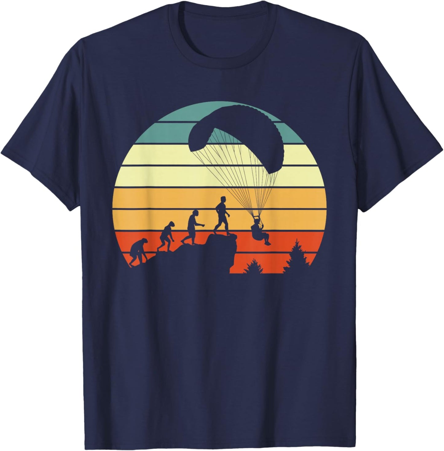 Paragliding Evolution Motiv with Paraglider T-Shirt - T-Shirt | Navy