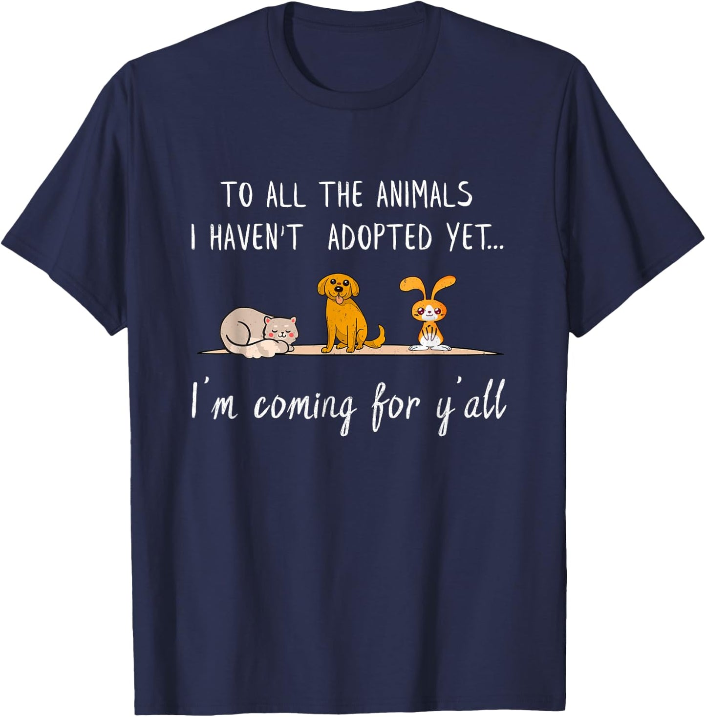 Animal Adoption - Sweet Animal Rescue Adopt T-Shirt - T-Shirt | Navy