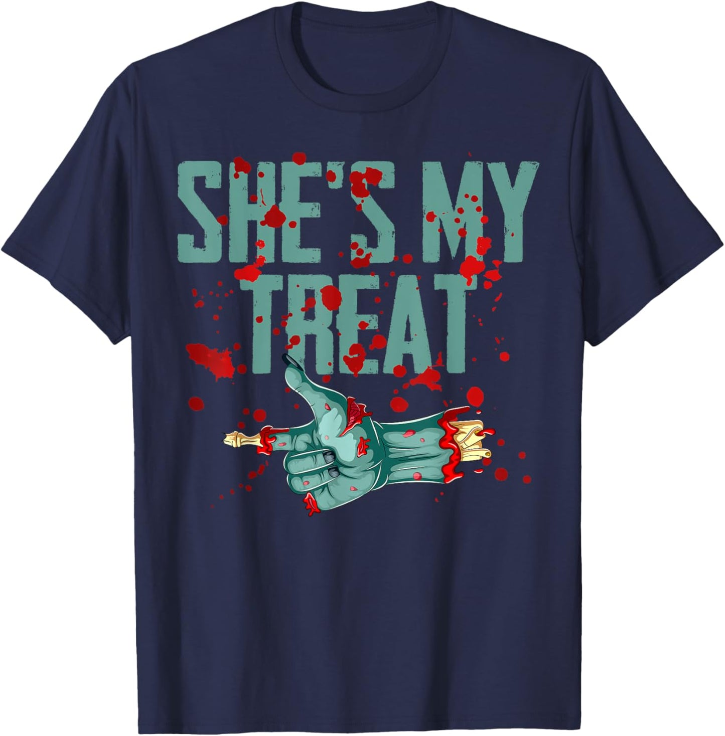 He's My Trick She's My Treat Halloween Zombie Matching T-Shirt - T-Shirt | Navy