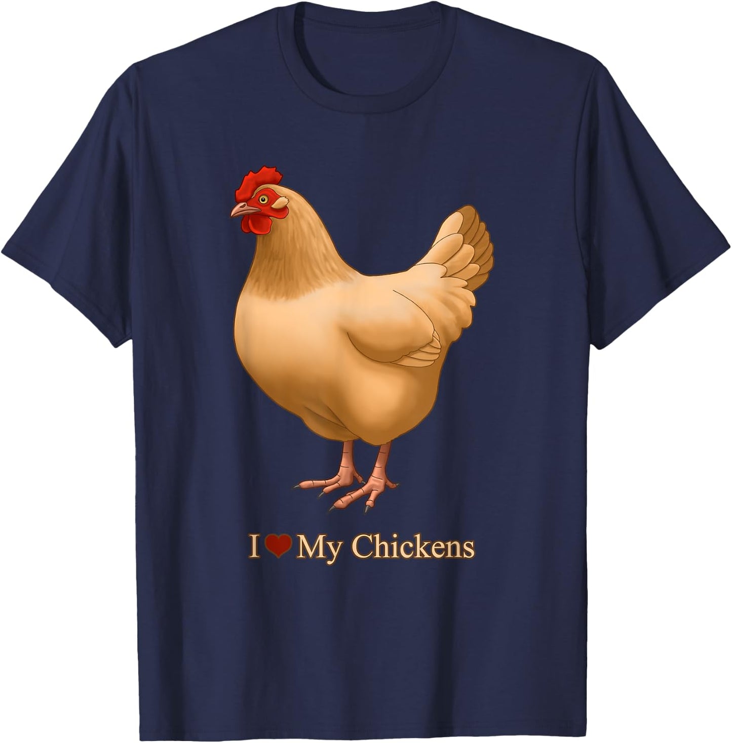 I Heart (Love) My Chickens Buff Orpington Hen T-Shirt - T-Shirt | Navy