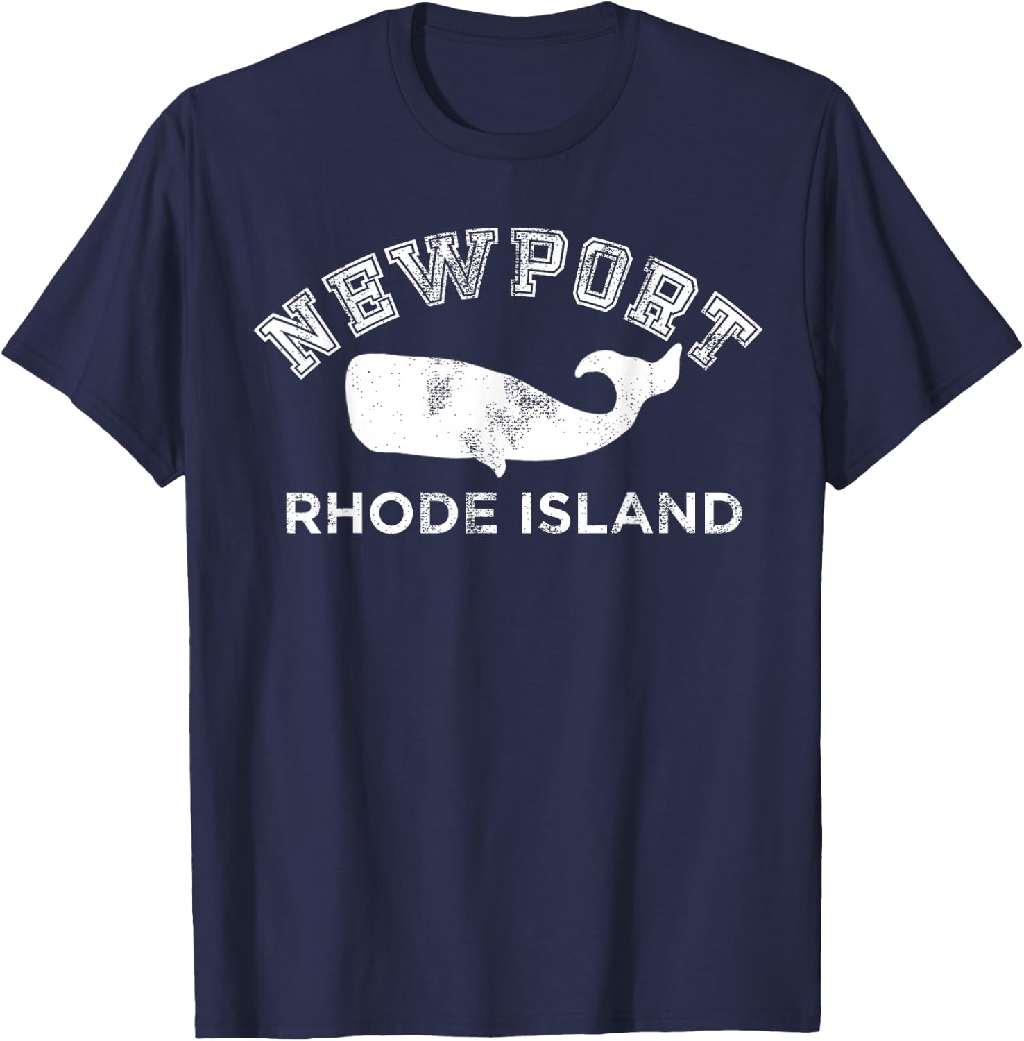 Newport Rhode Island RI Whale Vintage Retro Silhouette T-Shirt - T-Shirt | Navy