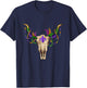 Mardi Gras Cow Bull Skull Mardi Gras Farm Animal Cow Lover T-Shirt - T-Shirt | Navy