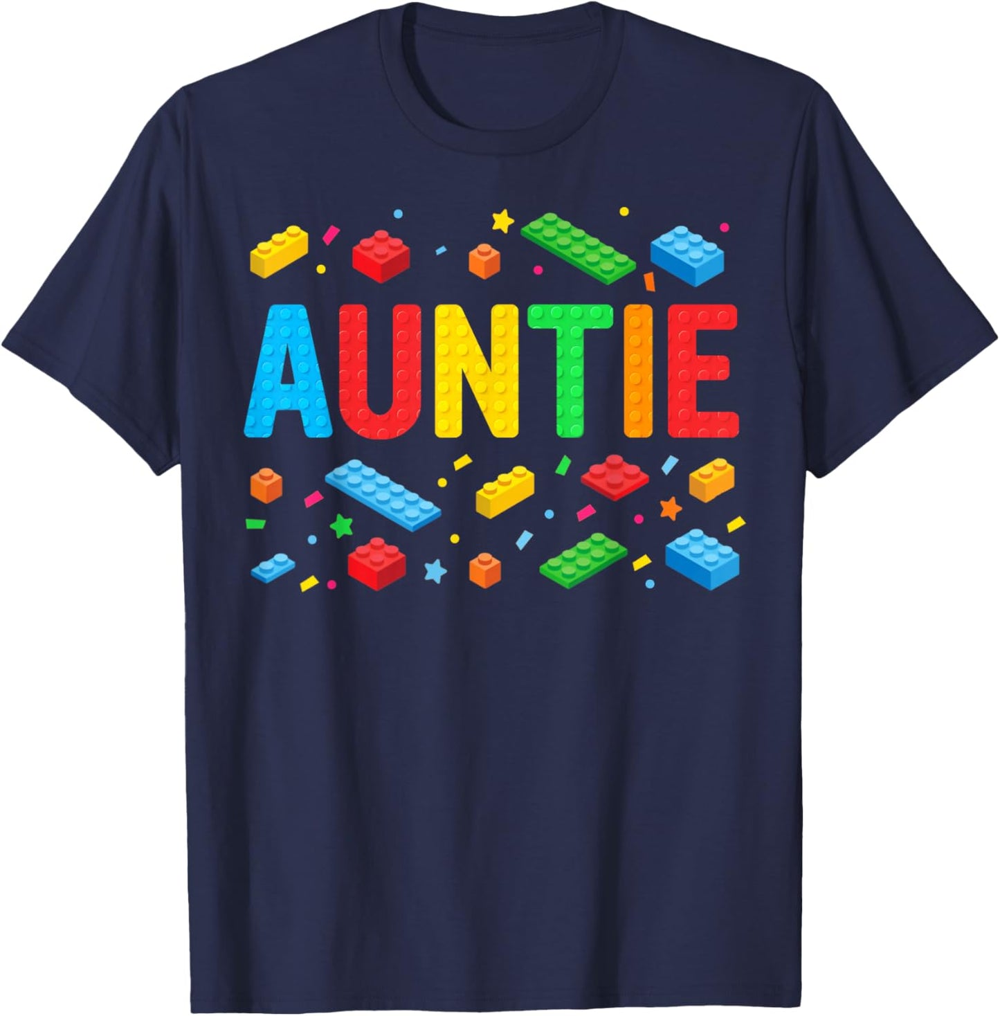 Auntie Master Builder Building Bricks Blocks Family Matching T-Shirt - T-Shirt | Navy