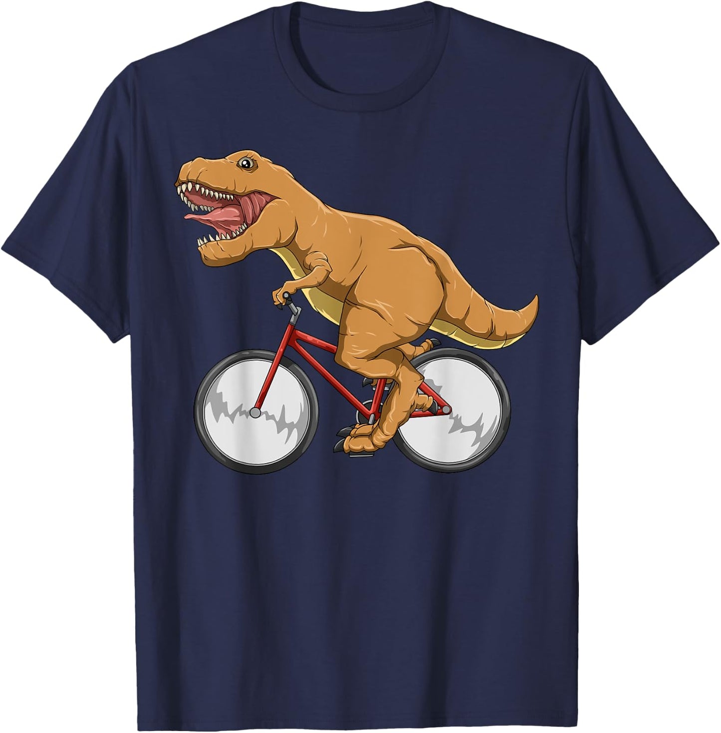 Cycling Dinosaur T-Rex Riding Road Bike MTB Cyclocross T-Shirt - T-Shirt | Navy
