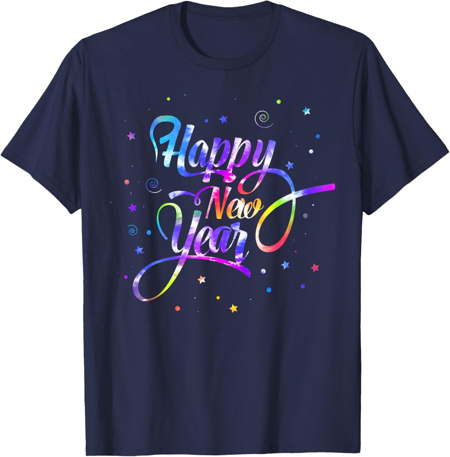 Amb Happy New Year 2025 New Year's Eve NYE Party Funny Modern Tie-Dye Black -Kids Winter Party T-Shirt - T-Shirt | Navy