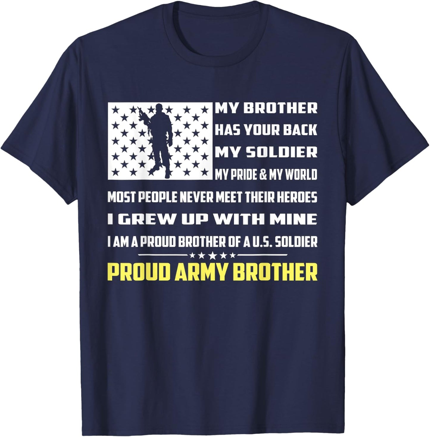 My Brother Has Your Back My Soldier Hero Proud Army Brother T-Shirt - T-Shirt | Navy