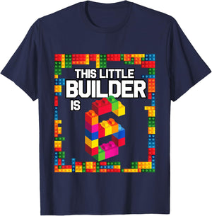 6 Year Old Building Blocks Birthday T Shirt Brick 6th Gift T-Shirt - T-Shirt | Navy