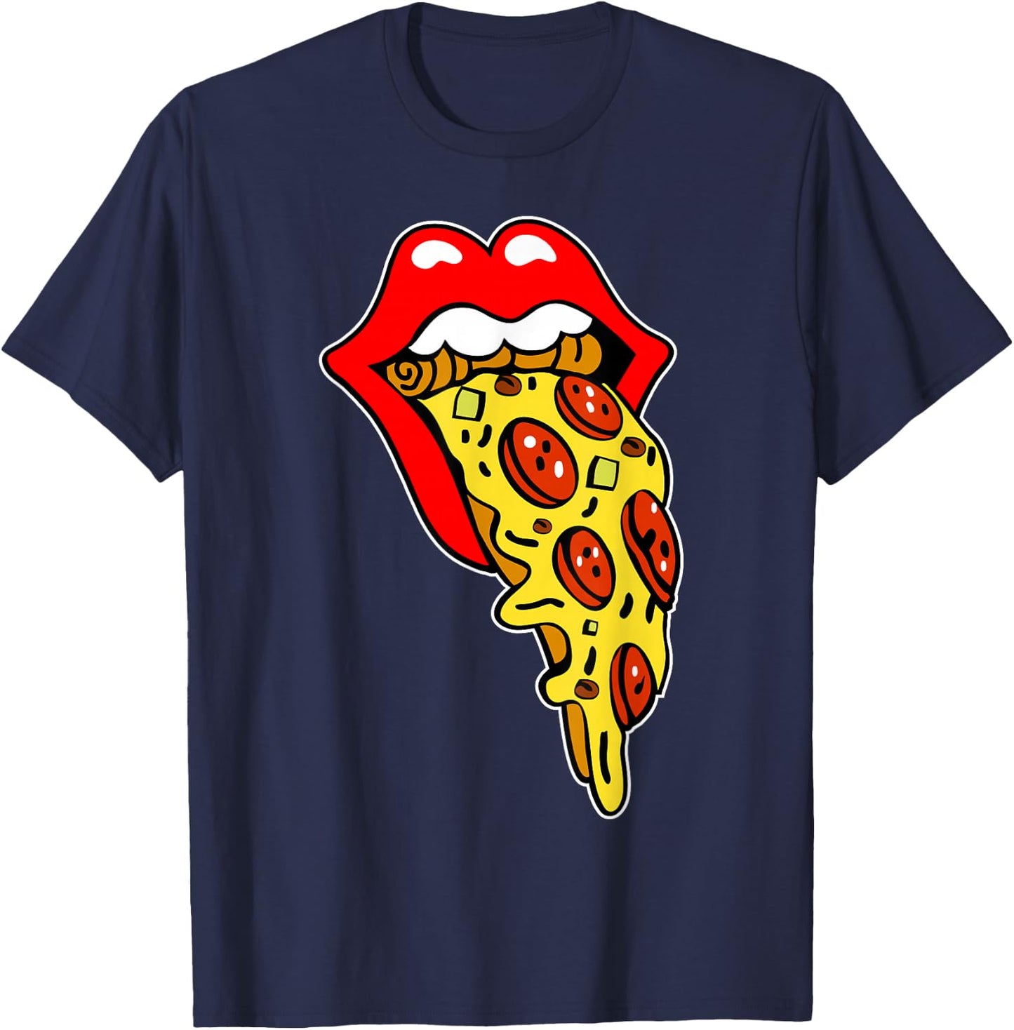 Pizza Mouth Lips T-Shirt - T-Shirt | Navy