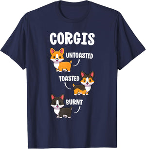 Funny Dog Lovers Gift Untoasted Toasted Burnt Corgi Shirt T-Shirt - T-Shirt | Navy