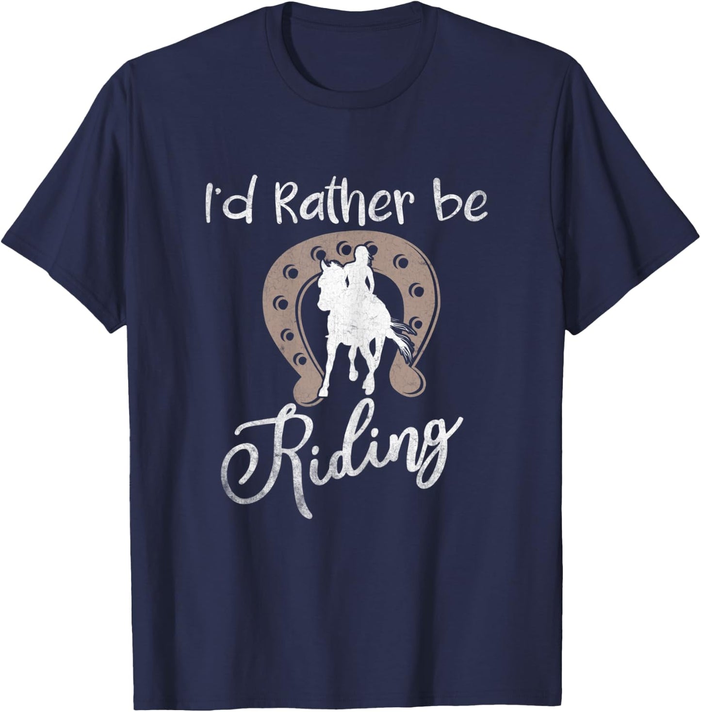 Horse Shirts Girls I'd Rather Be Riding Horseback T-Shirt - T-Shirt | Navy