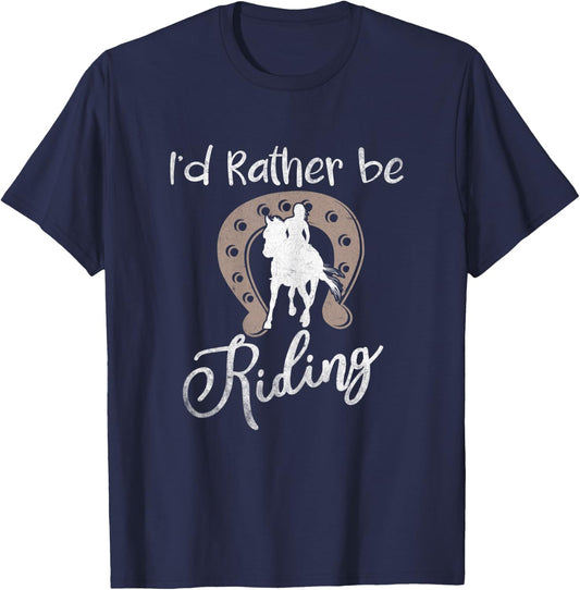 Horse Shirts Girls I'd Rather Be Riding Horseback T-Shirt - T-Shirt | Navy