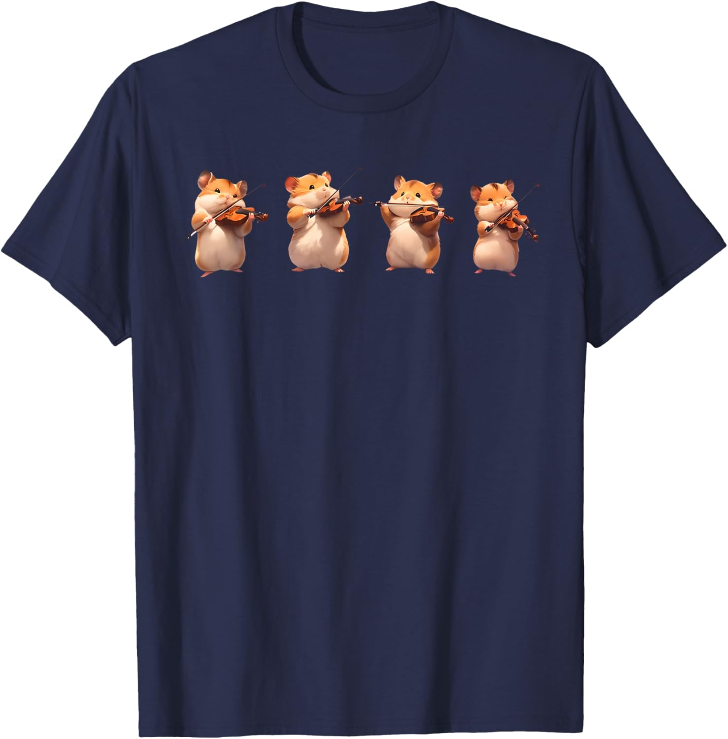 Hamsters Playing The Violin Girl Women Hamster Lover T-Shirt - T-Shirt | Navy