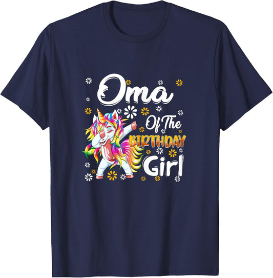 Awesome Dabbing Unicorn Birthday Oma Family Matching T-Shirt - T-Shirt | Navy