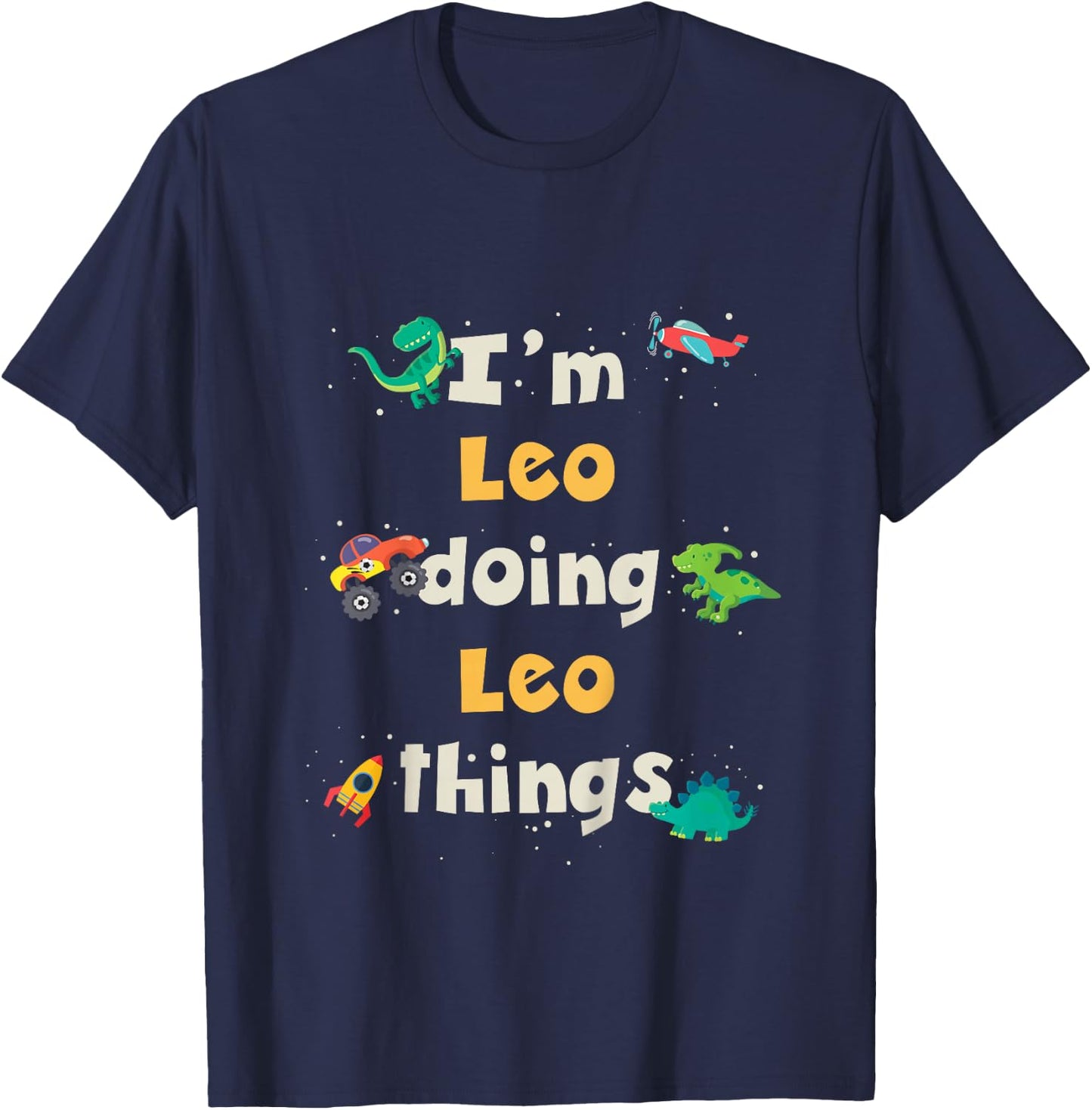 Kids Cool Leo Personalized First Name Boys T-Shirt - T-Shirt | Navy