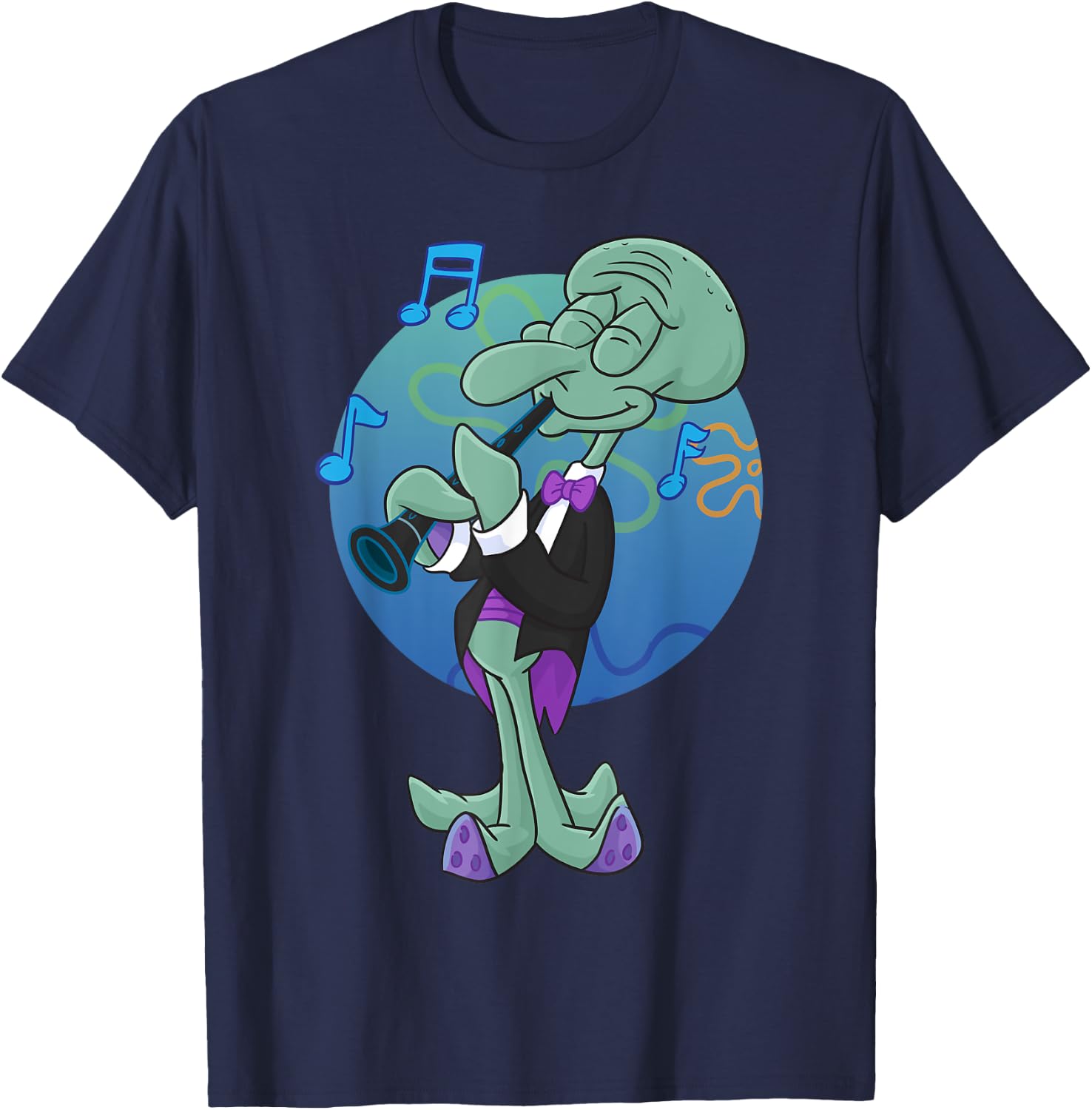 Mademark x SpongeBob SquarePants - Squidwards Playing "Clarry" The Clarinet T-Shirt - T-Shirt | Navy